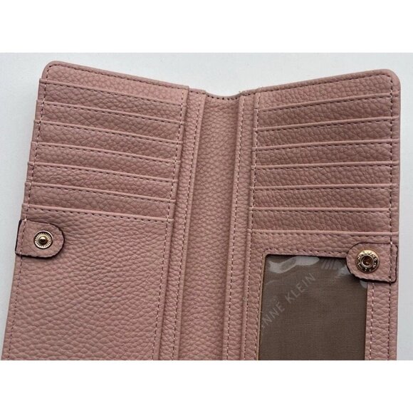 Anne Klein Pink Gold Card Holder Slot Pockets Folding Snap Closure Wallet - Picture 13 of 13